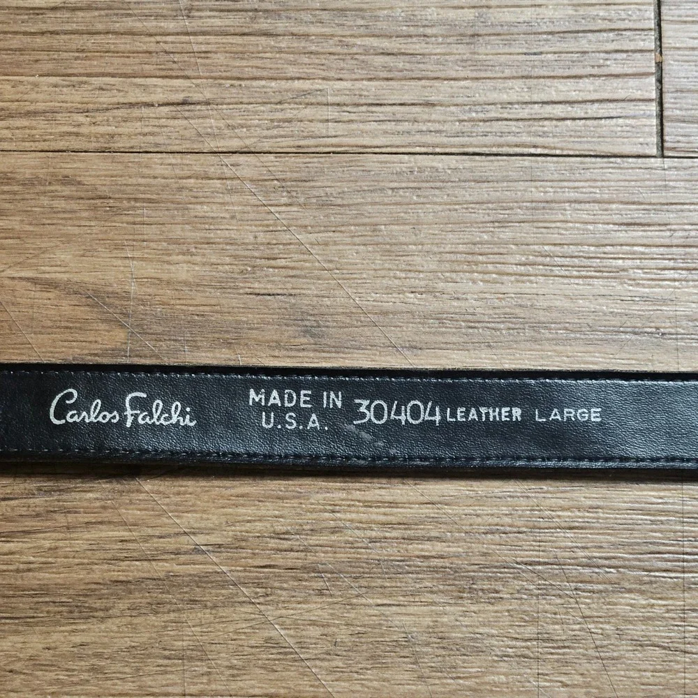 VTG Carlos Falchi Crocodile Embossed Leather Belt Womens L USA Stealth Wealth